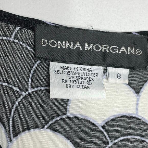 Donna Morgan Black & White Geometric Print Dress Size 8 Women's - Picture 4 of 8